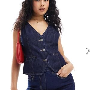 Stradivarius Dark Blue Denim Vest